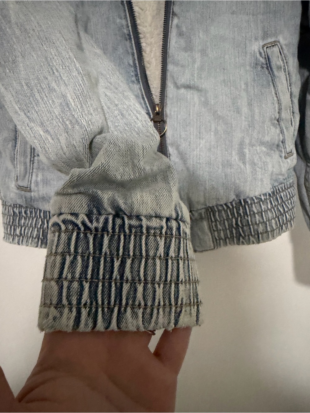 American Eagle Outfitters Light Blue Denim Bomber Jacket - Picture 3 of 9